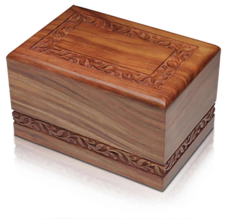 Rosewood Hand Carved Border Cremation Urn - Large