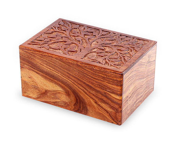 Rosewood Hand Carved Real Tree Cremation Urn - Large