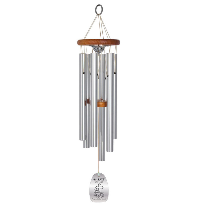 Cross and Flowers Memorial Wind Chime Cremation Urn