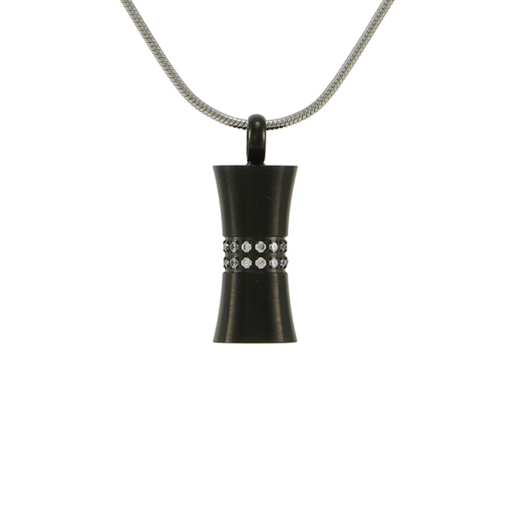 Hourglass Onyx Stainless Steel Cremation Jewelry