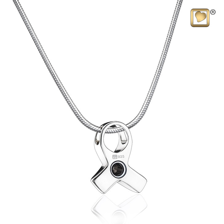 Awareness with Pink Crystal Sterling Silver Cremation Jewelry