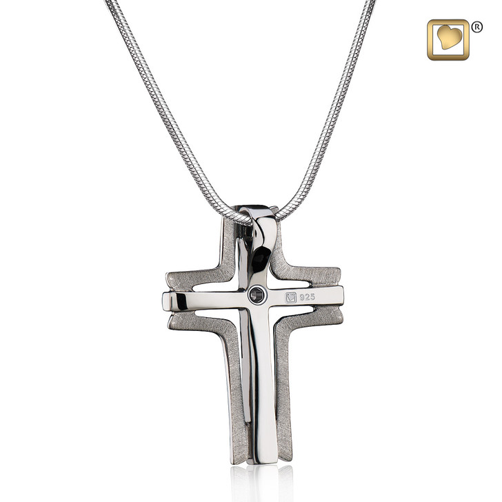 Celtic Cross Midnight Brushed Sterling Silver Cremation Jewelry