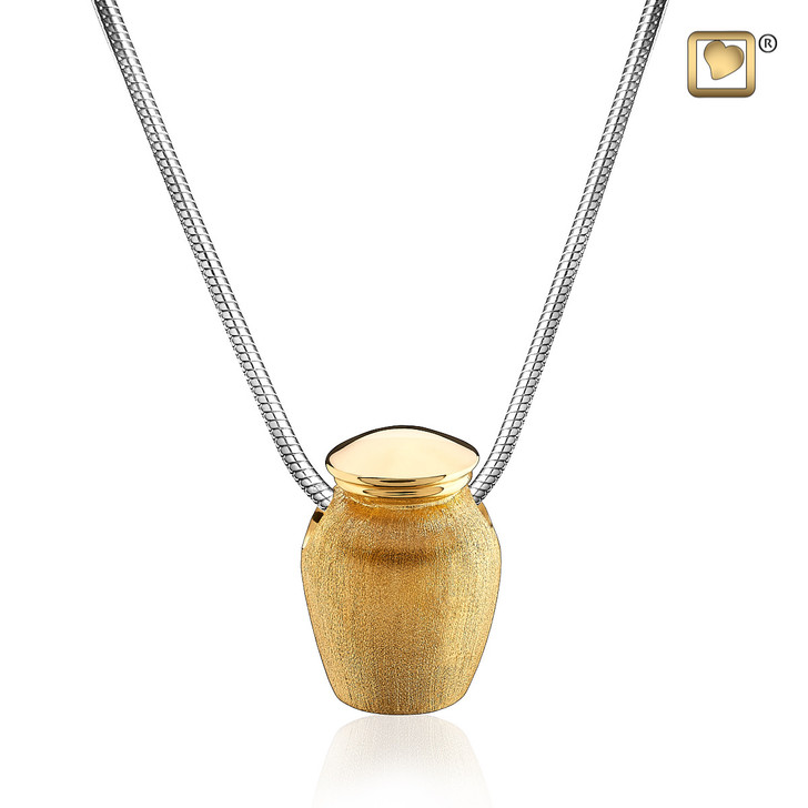 Urn Polished Gold Vermeil Brushed Sterling Silver Cremation Jewelry