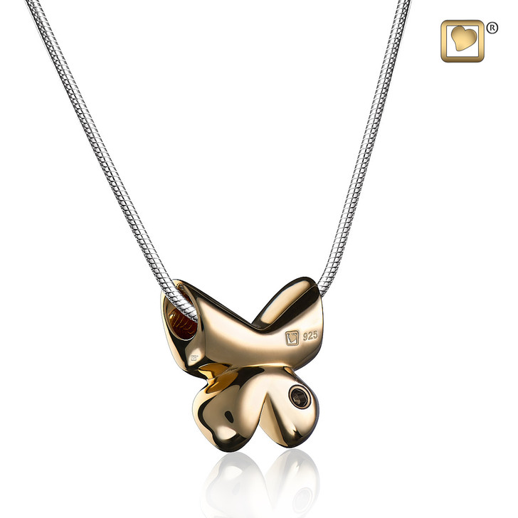Butterfly Two-Tone Sterling Silver Cremation Jewelry