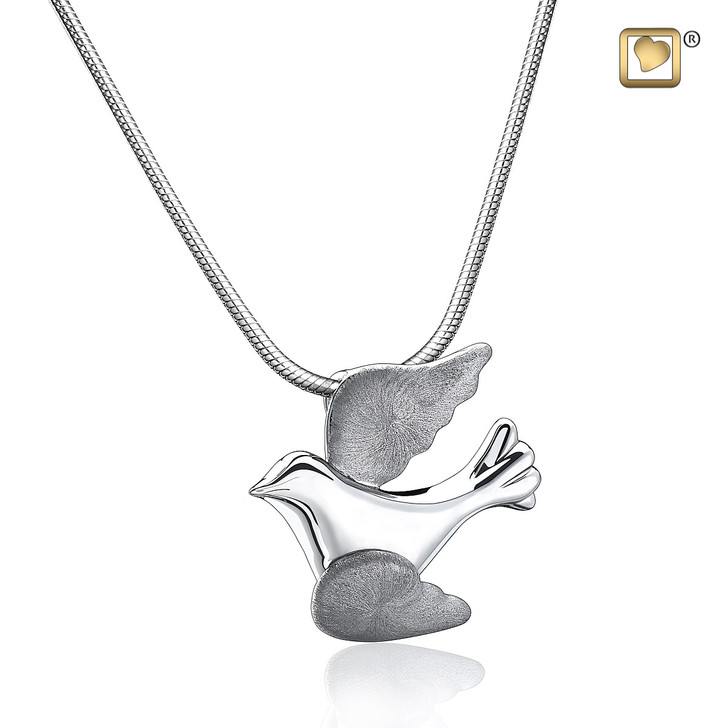 Flying Doves Two-Tone Sterling Silver Cremation Jewelry
