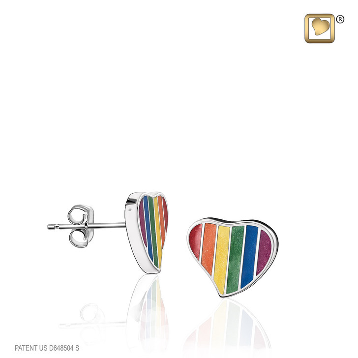 Pride Rainbow Enamel Earrings Sterling Silver Cremation Jewelry