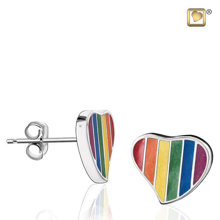 Pride Rainbow Enamel Earrings Sterling Silver Cremation Jewelry