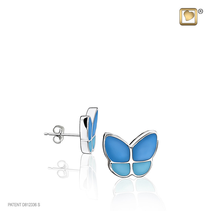 Wings of Hope Blue Butterfly Earrings Sterling Silver Cremation Jewelry