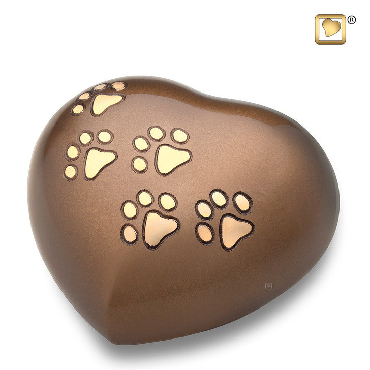 Heart Bronze Paws Medium Pet Urn