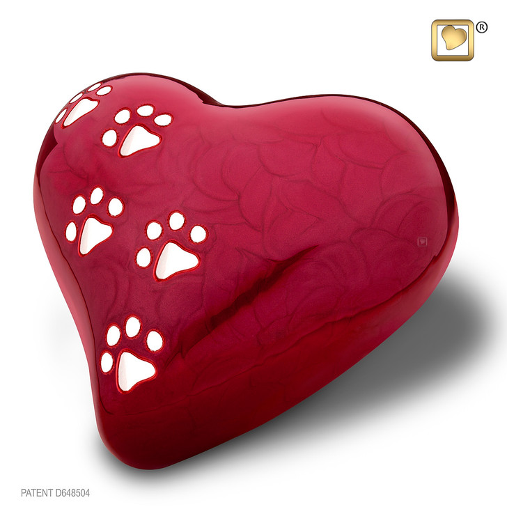 Heart Pearlescent Red Large Pet Urn
