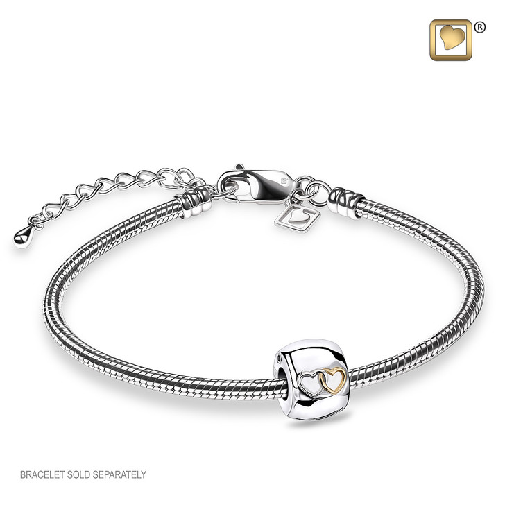 Entwined Hearts Gold Vermeil Two Tone Cremation Bead