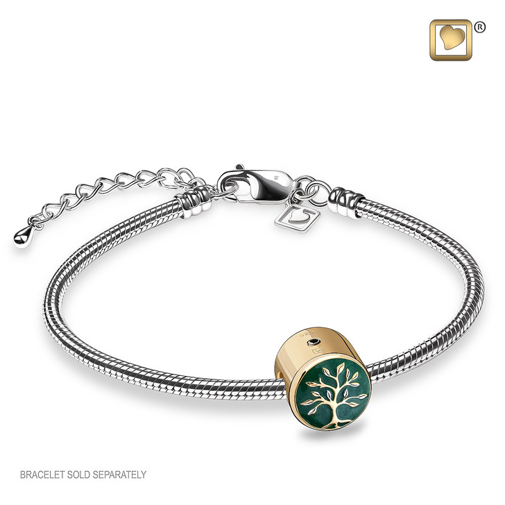 Tree of Life Enamel Gold Vermeil Two Tone Cremation Bead