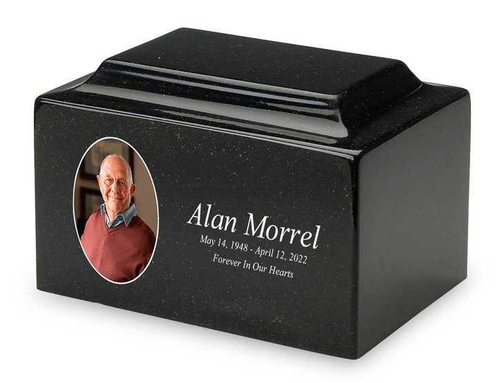 Custom Color Photo Cultured Marble Black Urn