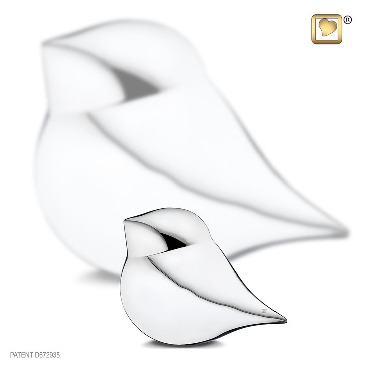 Silver Soul Bird Looking Up Keepsake Urn