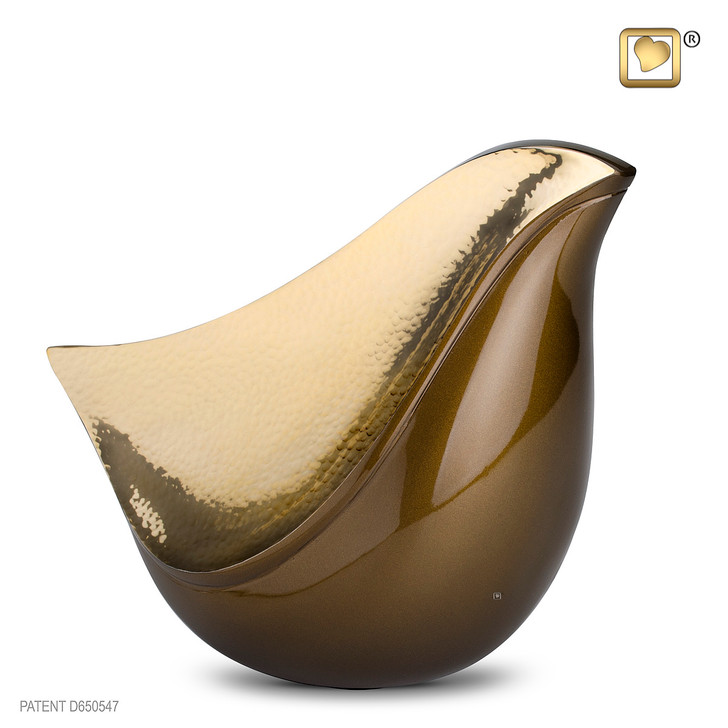 LoveBird Bronze & Hammered Gold Urn
