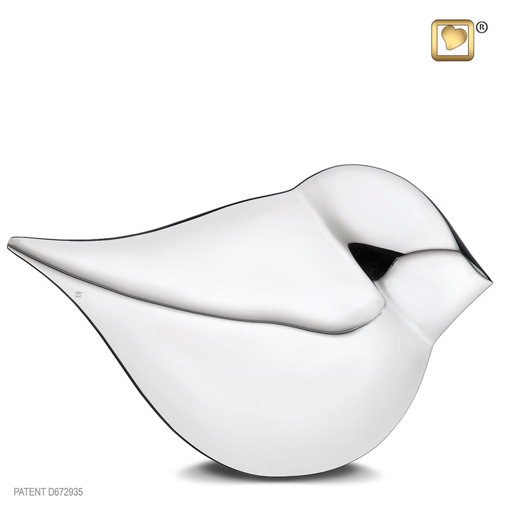 SoulBird Polished Silver Urn - Down