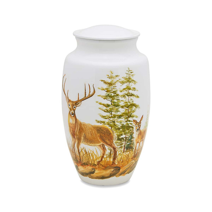 Two Deer Hand Painted Urn