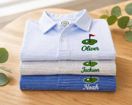 Baby Golf Shirt Personalized | Boys Monogram Polo Shirt | Custom Name Outfit | Golf Birthday Outfit Boy | Matching Hat Set Option
