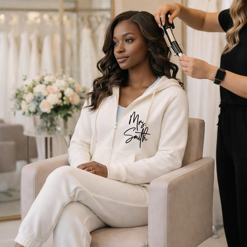 Bridal Getting Ready Zip Sweatshirt + Jogger Set | MRS Custom Bridesmaid Lounge Wear| Matching Bridal Party Getting Ready Set