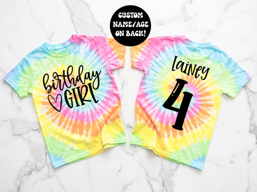 Custom Tie Dye Birthday Shirt | Rainbow Name Age Tee