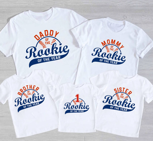 Rookie of the Year Baseball Birthday T-shirt - Any Name and Age 1st 2nd 3rd Bday Shirt - Personalized Shirts for Mom, Dad, Sister, Brother!