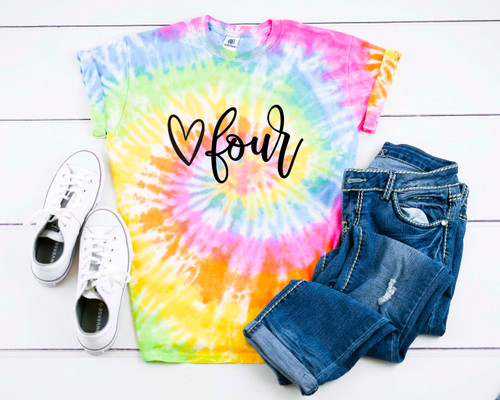Tie Dye Girl's 4th Birthday T-shirt - Fourth Bday Shirt!