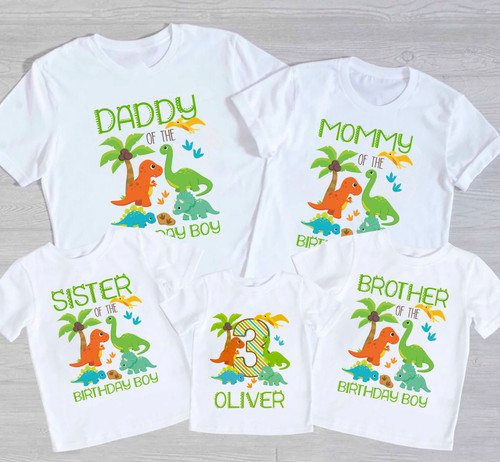 Dinosaur Birthday T-shirt - Any Name and Age 1st 2nd 3rd 4th 5th Dinosaur Bday Shirt - Personalized Shirts for Mom, Dad, Sister, Brother!
