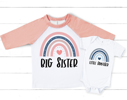 Big Sister Little Brother Rainbow Sibling Shirt Set - Sibling T-shirts - Big Sister Announcement - Baby Shower Gift - Big Sister to Be