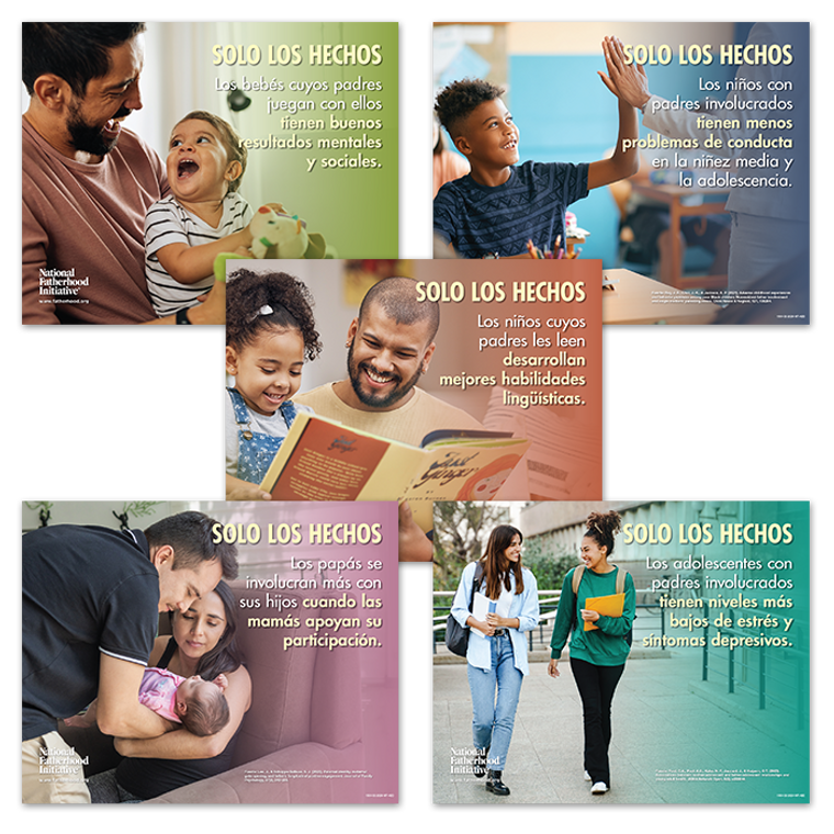 NEW! Father Facts™ Poster Set of 5 (Spanish, 22x28) - Version 3