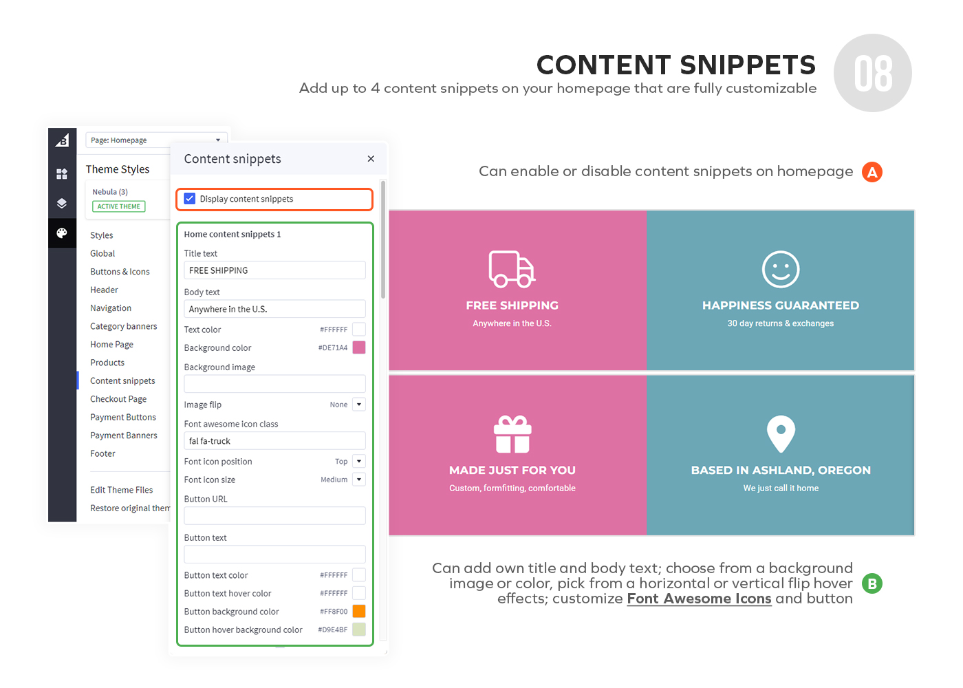 Nebula Content Snippet Features