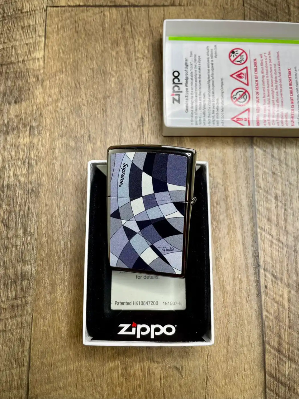 Supreme x Emilio Pucci Zippo Lighter Black Abstract