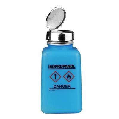 Menda - One-Touch Pump Bottle, HCS Label, Isopropanol Printed, Blue, 6 Ounce