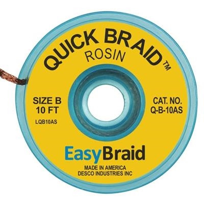 EasyBraid - Desoldering Braid, Quick Braid, .050" X 10', Antistatic, 25/pk