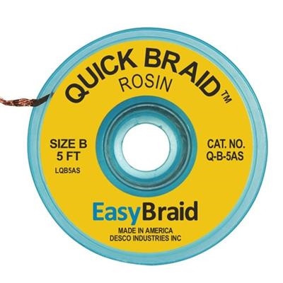 EasyBraid - Desoldering Braid, Quick Braid, .050" X 5', Antistatic, 25/pk