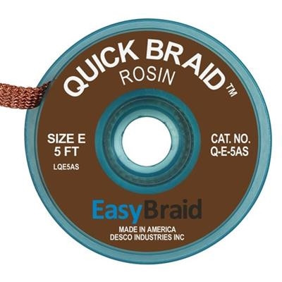 EasyBraid - Desoldering Braid, Quick Braid, .125" X 5', Antistatic, 25/pk