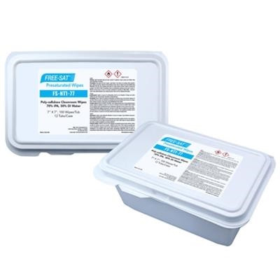 FREE-SAT - "Clean-Cut", Pre-Saturated Non-Woven Wipes, 7" x 7", 100/Container, 12/CS - SOLD BY CASE