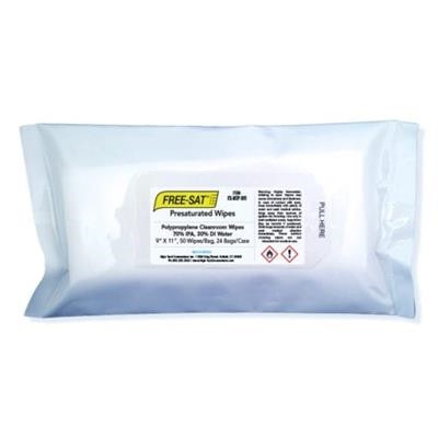 FREE-SAT - Polypropylene Wipes Pre-Saturated Wipes, 9" x 11", 50/Bag, 24 Bags/CS - SOLD BY CASE