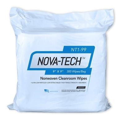 NOVA-TECH - 1000 Nonwoven Cleanroom Wipes, 9" X 9", 300/Bag, 12 Bags/CS - SOLD BY CASE