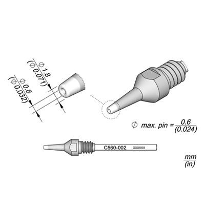 JBC - Desoldering Throughole Tip - 0.8mm