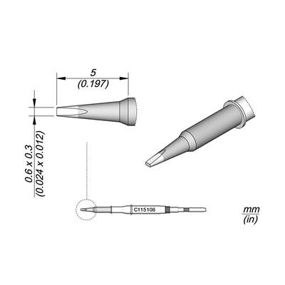 JBC - Cartridge Chisel 0.6mm x 0.3mm
