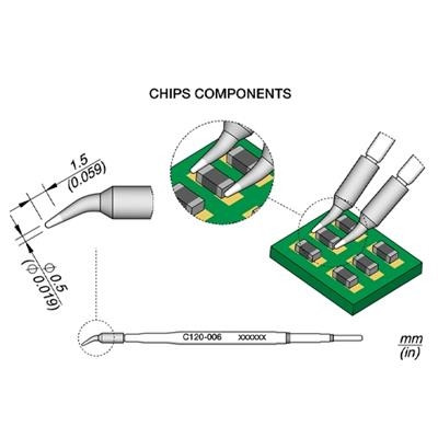 JBC - Desoldering Tip - Conical Bent - 0.5mm