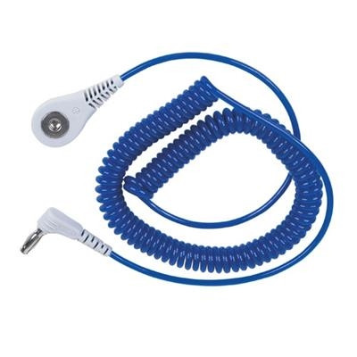 Desco - Jewel 6' Coiled Cord - Angled Banana Jack - Sapphire