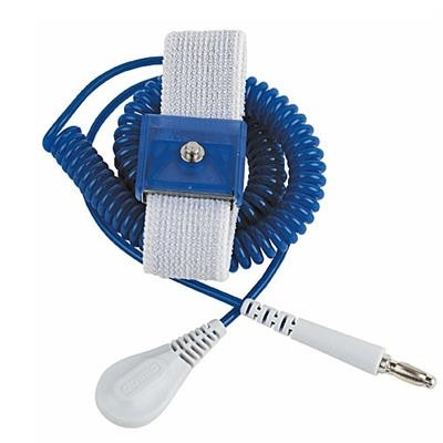 Desco - Jewel Elastic Adjustable Wrist Strap - 6' Coil Cord - Sapphire