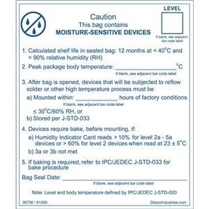 Desco - Label, Moisture Barrier Bag, 100/Roll
