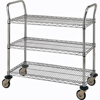 Metro - Standard Duty Utility Cart - Wire Chrome Shelves - 18" x 30" Shelves