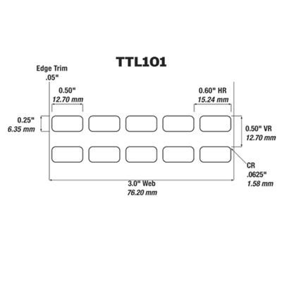 Identco - TTL101 Label - 0.50" x 0.25" - 700 Glossy White Polyester - 10,000 Count