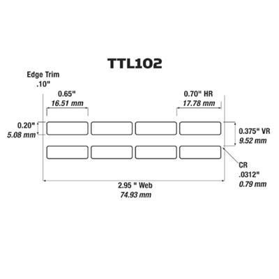 Identco - TTL102 Label - 0.65" x 0.20" - 403 Glossy White Polyimide - 10,000 Count