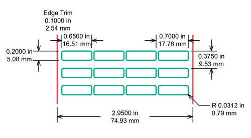 Identco - TTL102 Label - 0.65" x 0.20" - 403 Gloss, White Polyimide,High Performance - 10,000 Count
