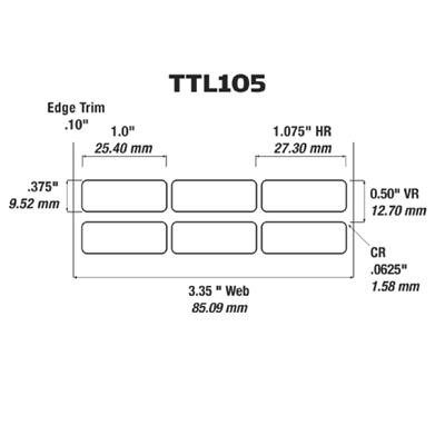 Identco - TTL105 Label - 1.00" x 0.375" - 700 White Polyester - 10,000 Count