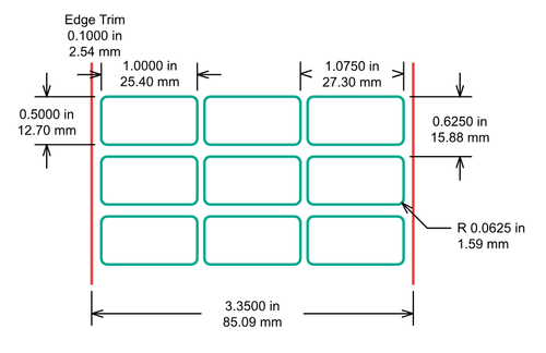 Identco - TTL106 Label - 1.00" x 0.50" - 700 White Polyester - 10,000 Count